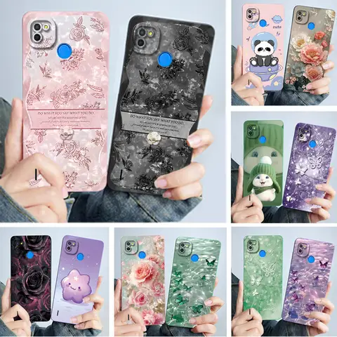 For Tecno Pop 4 Lte Case Liquid Silicone Fashion Simplicity Oil Painting Floral Back Cover For Techno Pop4 Air Phone Case BC1s