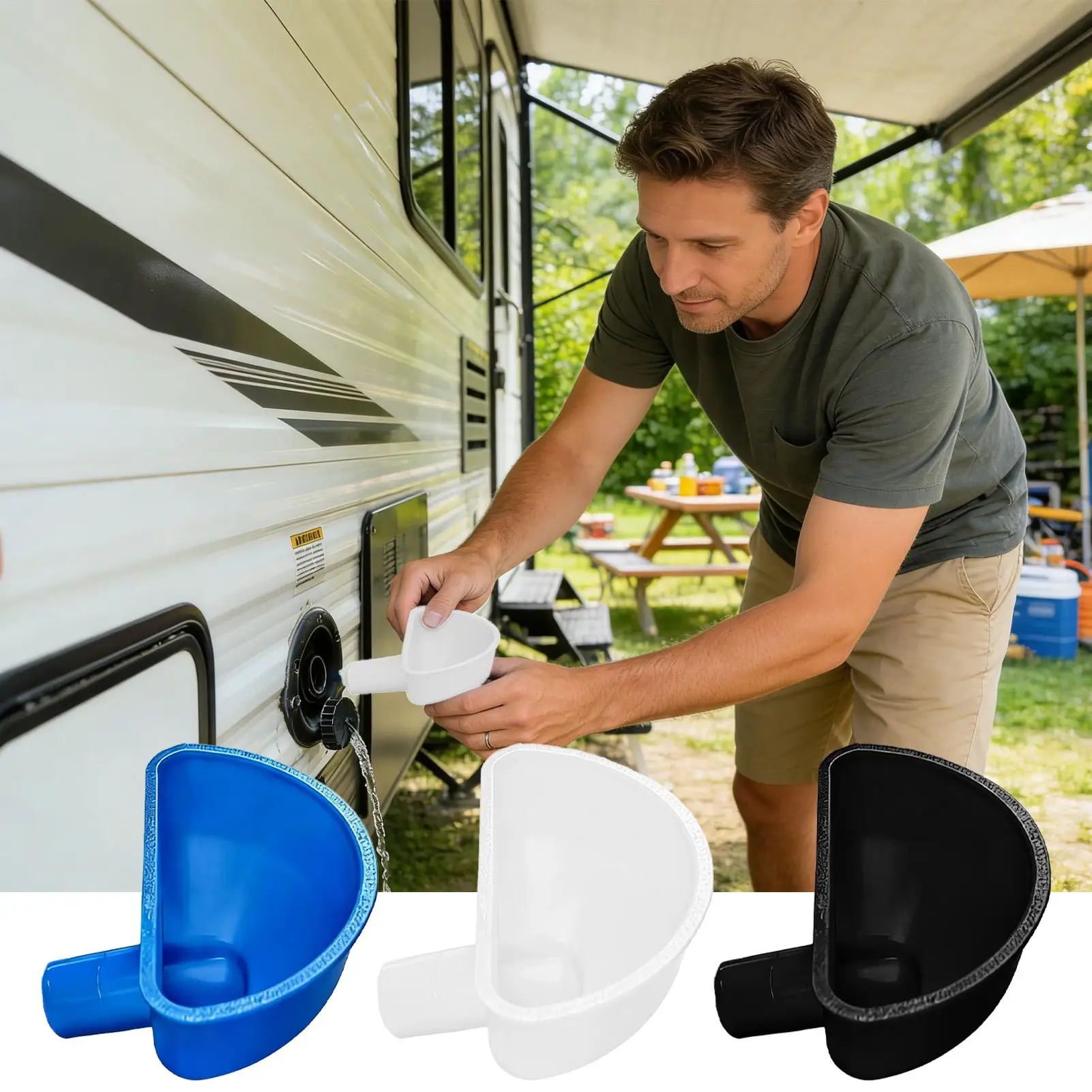 

RV Water Tank Filling Funnel 3D Printed Water Filling Funnel Essential RV Accessory for Trailer Van Camping Road Trips Outdoor