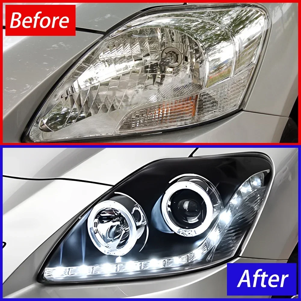 Auto Headlights For Toyota Vios 2008-2013 LED Car Front lamps Assembly Upgrade Angel Eyes Style Dual Projector Lens Accessories