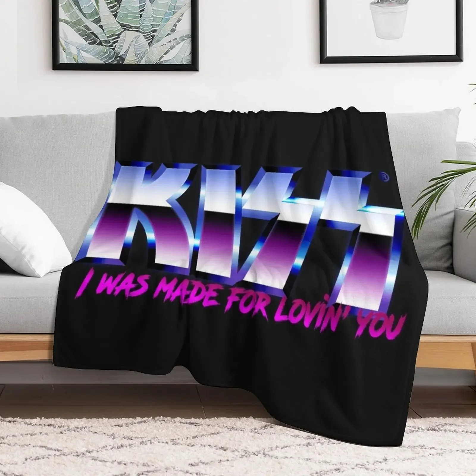 

KISS - I was made for lovin'you - Chrome Throw Blanket Thermal Cute Plaid Custom Multi-Purpose Blankets