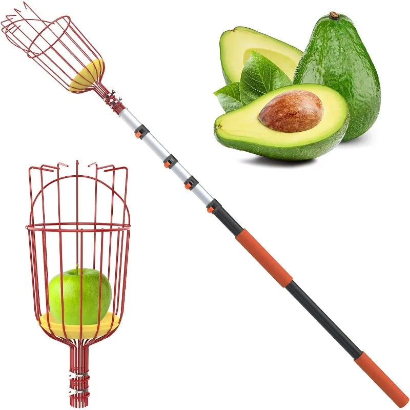 

3-12 Foot Fruit Picker with Telescoping Extension Pole, 18 Foot High Reach Heavy Duty Sturdy Aluminium Telescoping Pole