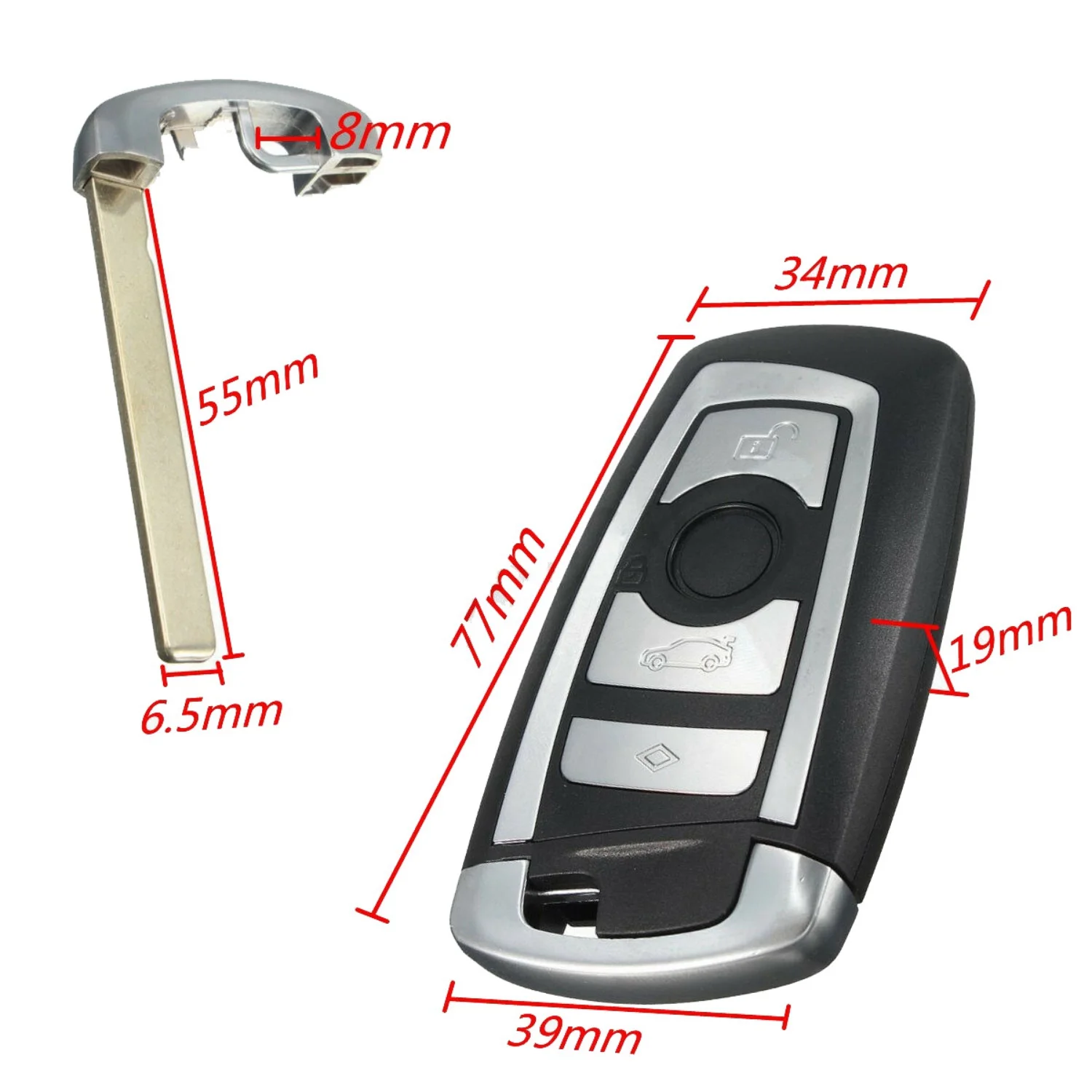 

AU34-Car Smart Remote Key Fob Case Blade For Bmw F10 F20 F30 F40 1 3 5 Series 4Button