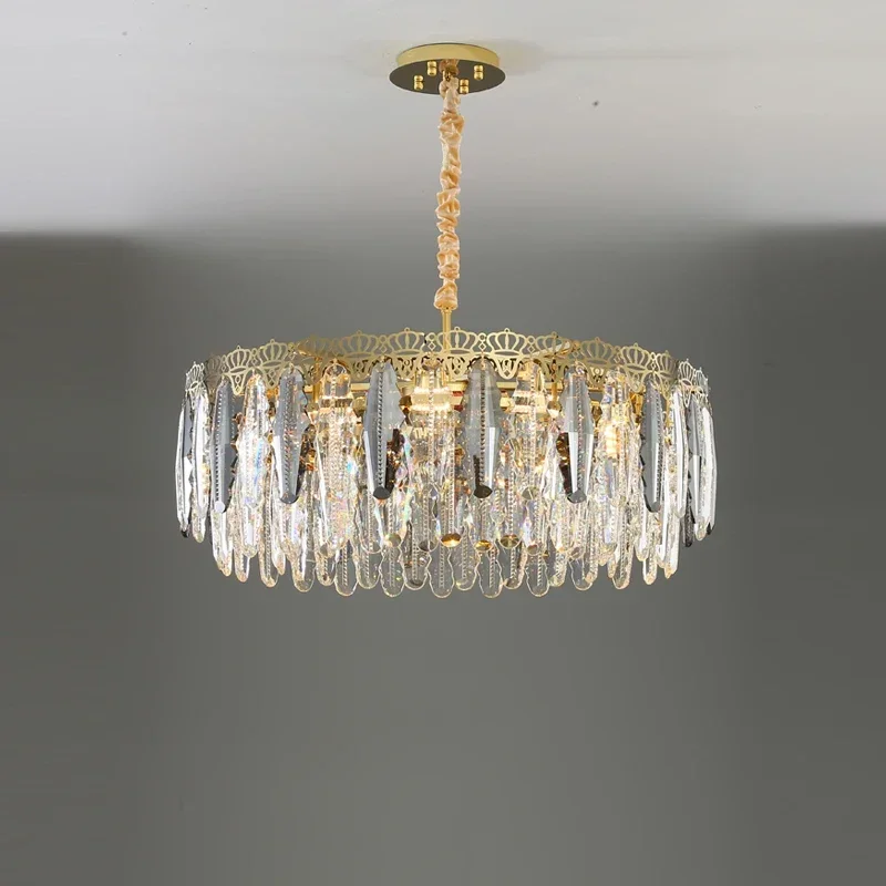 

MandosBor Store Post Modern Crystal Luxury Chandelier Golden Crown Metal Hanging light For Living Room Dining Room Suspension L