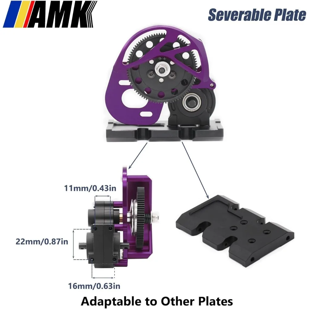 AMK Aluminum1/10Scale TransmissionSCX10 II Gearbox withSkid Plate for RC Crawler Axial AX10 SMT10 Vanquish VS4-10 SCX10 Upgrades