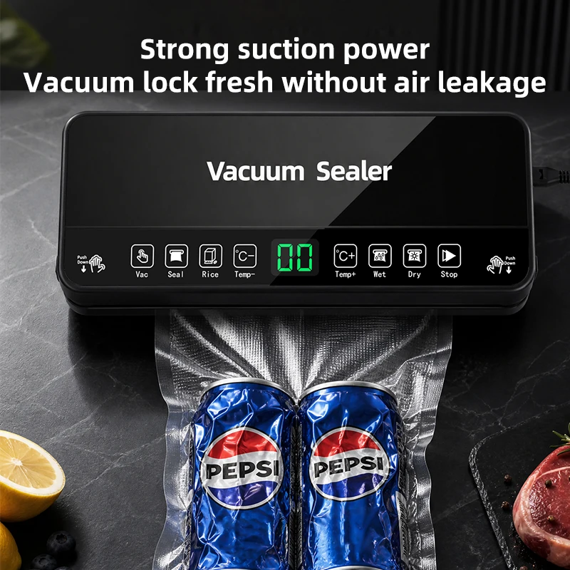 New Popular Roll‑Type Vacuum Sealer Machine, Home Automatic Dry Wet Mode Food Sealer With Built‑in Cutter For Food Preservation view 3