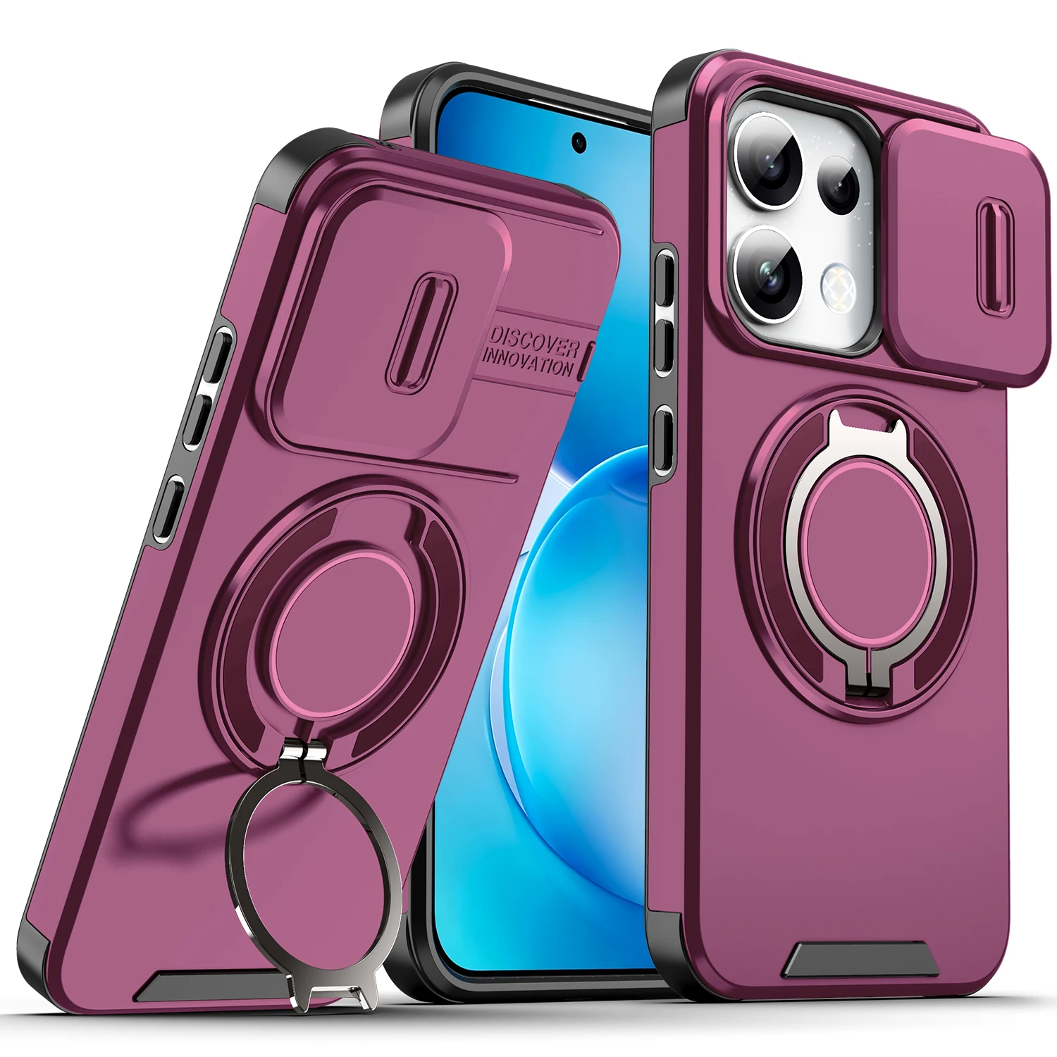 Etui z magnetycznym uchwytem i osłoną aparatu z przesuwanym okienkiem do OPPO Reno 16 Pro Reno16 F 5G Reno 16 FS 5G, pancerne etui ochronne Funda — zdjęcie produktu 7