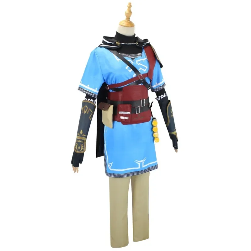 

Left cosplay costume wig Left Blue Tunic full anime cosplay costume adult and children's performance costume