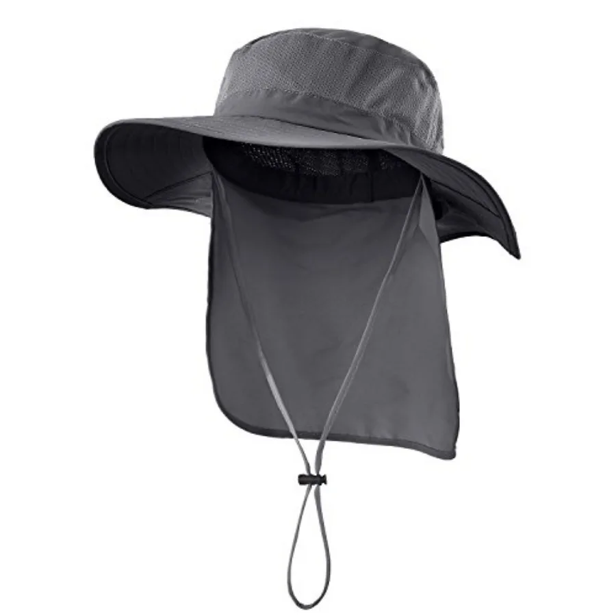 

Home Prefer Outdoor UPF50+ Mesh Sun Hat Wide Brim Fishing Hat with Neck Flap Sun Hat for Men Women