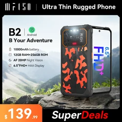 IIIF150 B2 Téléphone robuste avec écran FHD + de 6.5 pouces, vision nocturne, 10000mAh, appareil photo 48MP, Android 13, 12 Go, 6 + 6 arc-en-ciel, 256 Go, ultra-mince et robuste