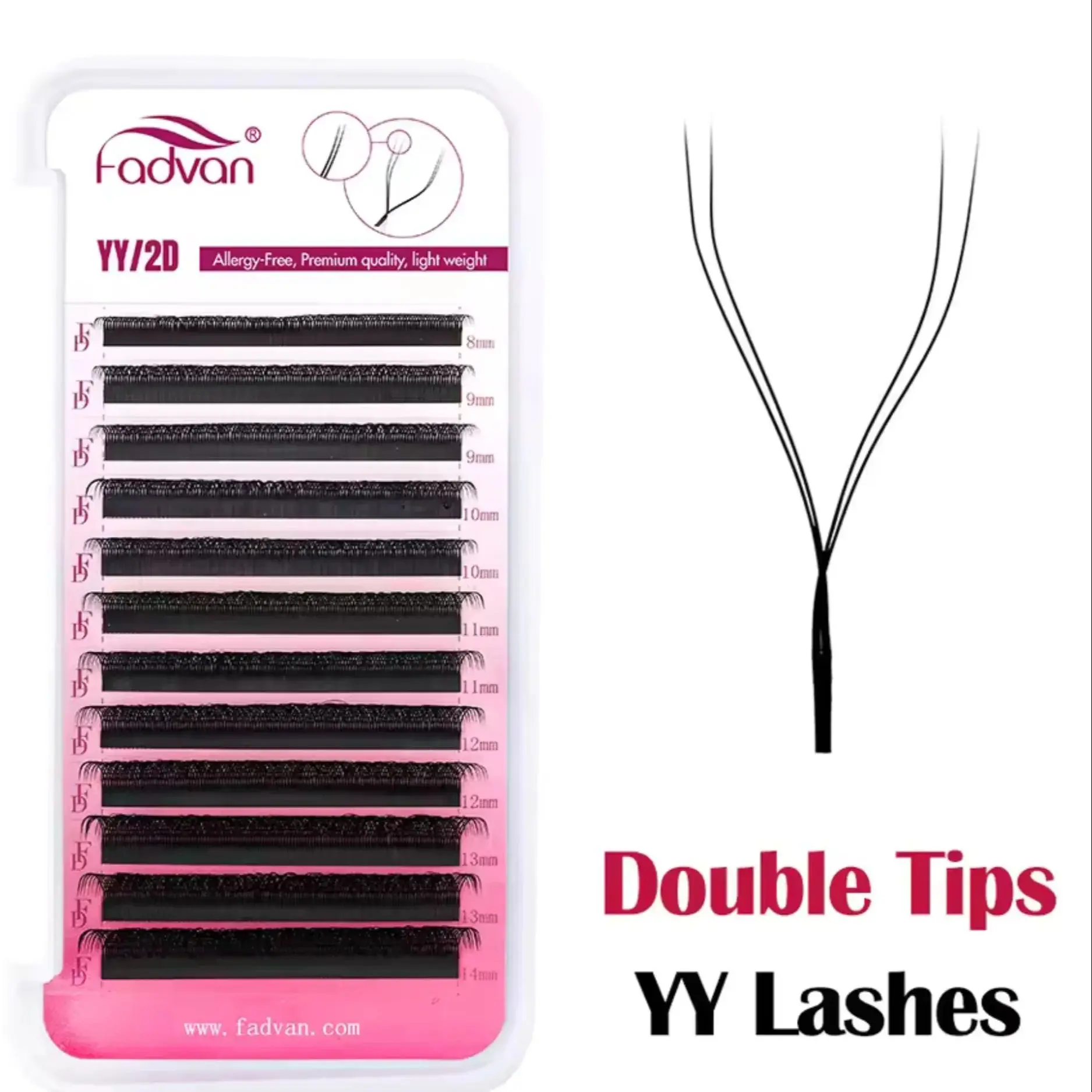 FADVAN YY Shaped 2D Faux Mink Lashes C/D Curl 8-14mm Double Tips Hand-make Eyelash Premade Volume Fan Extension Eyelashes