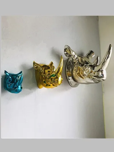 

Resin rhinoceros animal head wall decoration bar club barbecue shop net red tea house restaurant wall decoration