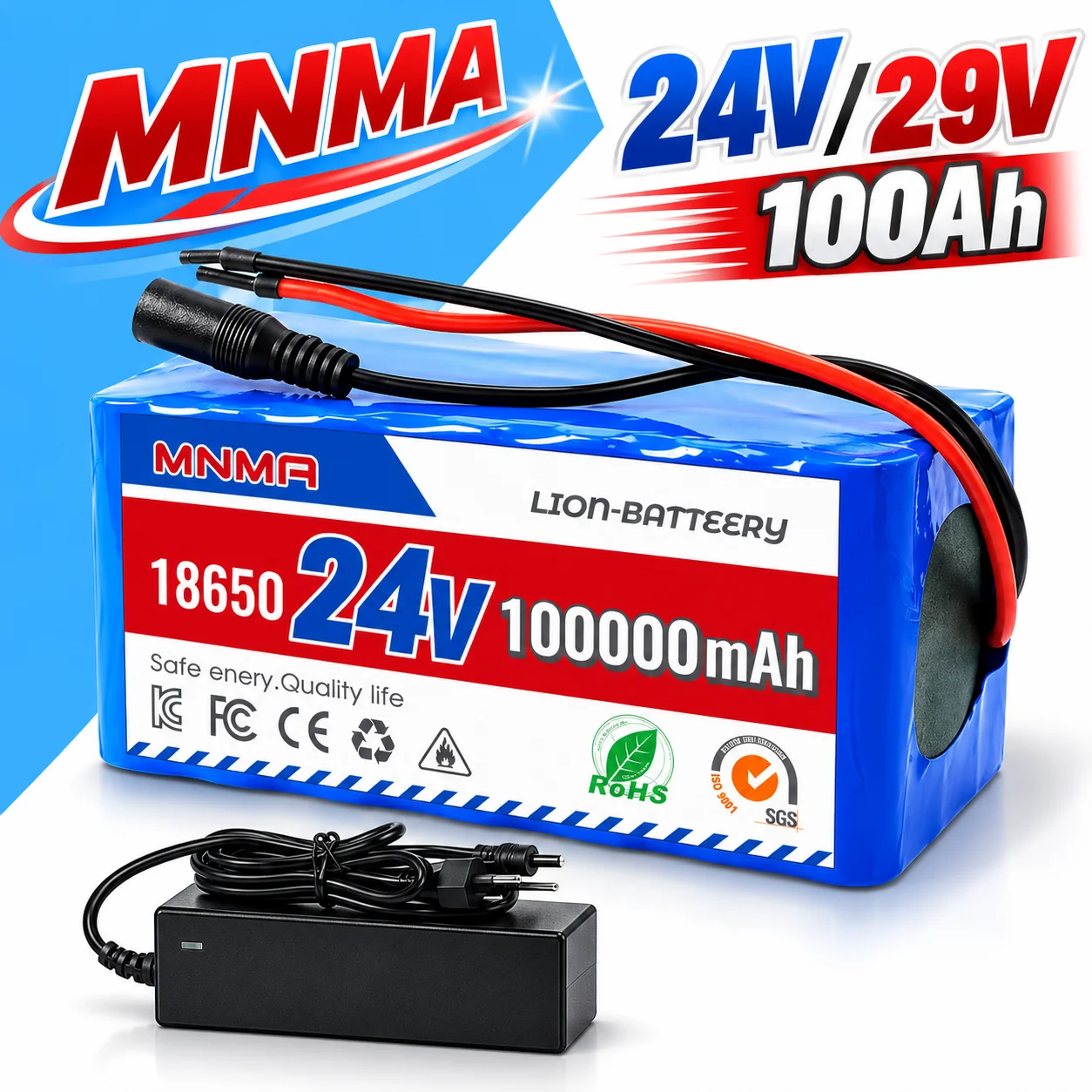 7S 29V 100Ah lithium-ion battery high-power power supply for lighting, wheelchairs, rechargeable power supply with charger
