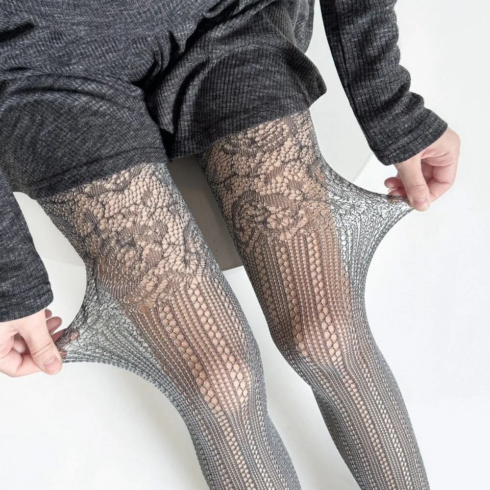 

Personality Thin Floral Lace Tights Sexy Breathable Hollow Out Pantyhose High Elastic Mesh Tights Women