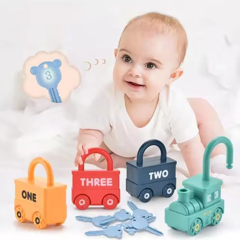 

Детский обучающий замок с ключом — развивающая игрушка Монтессори для детей 1–3 лет, автомобильные игры, соответствующие числам, сенсорная игрушка