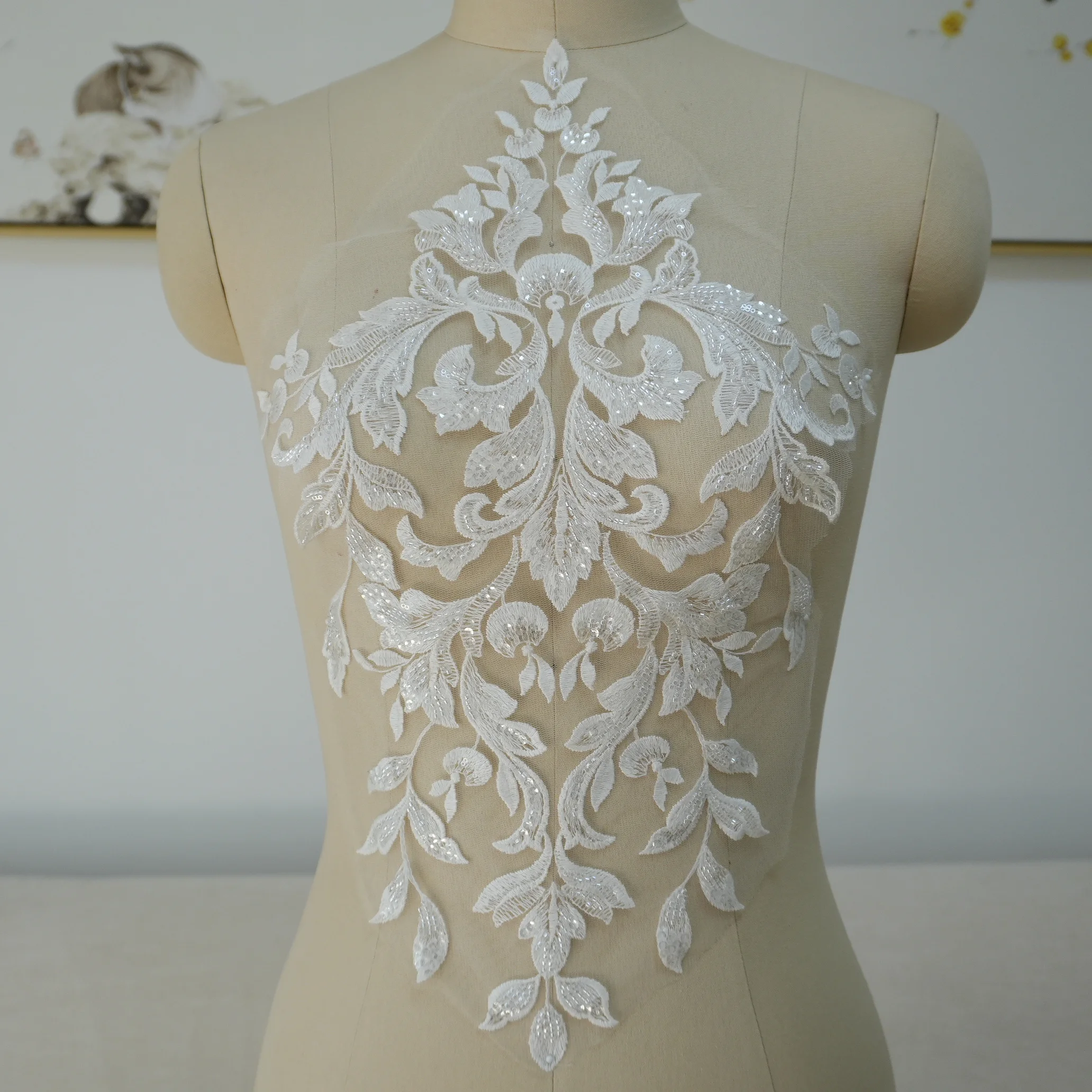 New European Fitting Decoration Wedding Dress Veil Front Chest One Line Shoulder Train DIY Embroidery Fake Collar Clearance