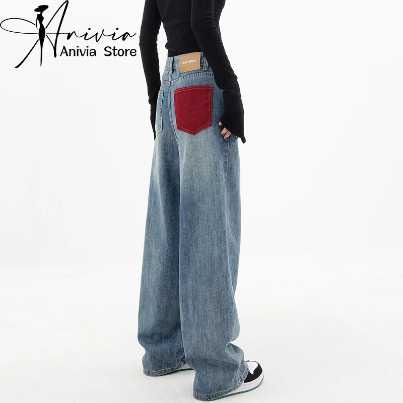 

Women's Baggy Jeans Vintage High Waist Straight Cowboy Pants Harajuku Denim Trousers Aesthetic Y2k Oversize Trashy 2000s Clothes