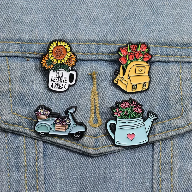 20 Types Black Cat Plants Brooch Cartoon Cute Enamel Pins Backpack Lapel Badge Fashion Accessories Jewelry Gift for Friends