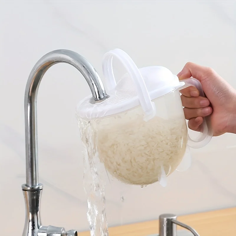 Lazy Person Rice Washing Sieve With Drain Portable Creative Rice Washer Strainer Bowl with Handle Quick Washing Rice Device
