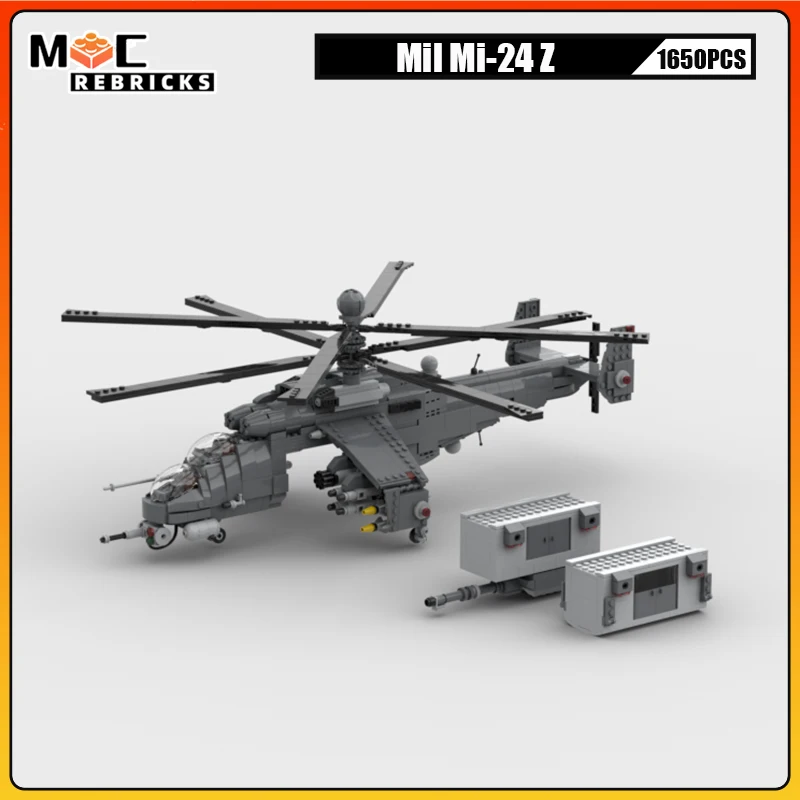 

WW2 Military Fighter Building Block Mil Mi-24 Z Hind Z Helicopters Model Boys Brick Toy Aircraft Collection Display