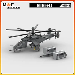 WW2 Military Fighter Building Block Mil Mi-24 Z Hind Z Helicopters Model Boys Brick Toy Aircraft Collection Display