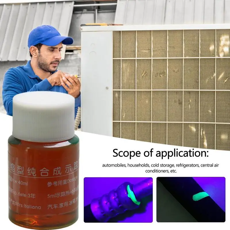 Universal Fluorescent Oil Leak Detector Test UV Dye Agent Automotive Air Conditioning Repair Tool for Car A/C Pipeline Repairing