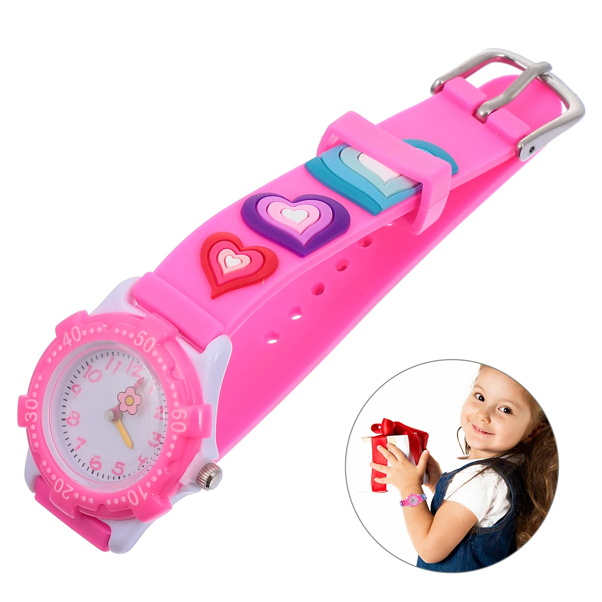 Watch Cartoon Floral Pattern Watch for Daily Use Waterproof Splash Resistant Adjustable Strap Wristwatch for