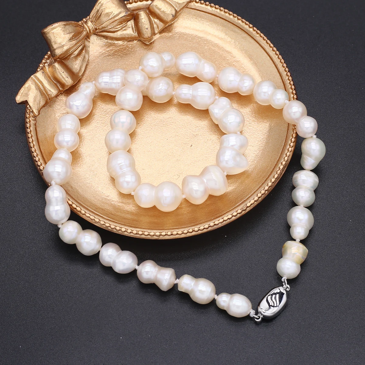 Natural Freshwater Pearl Necklace Baroque Round Exquisite Accessories Women Personality Necklace Girls Wedding Party Jewelry