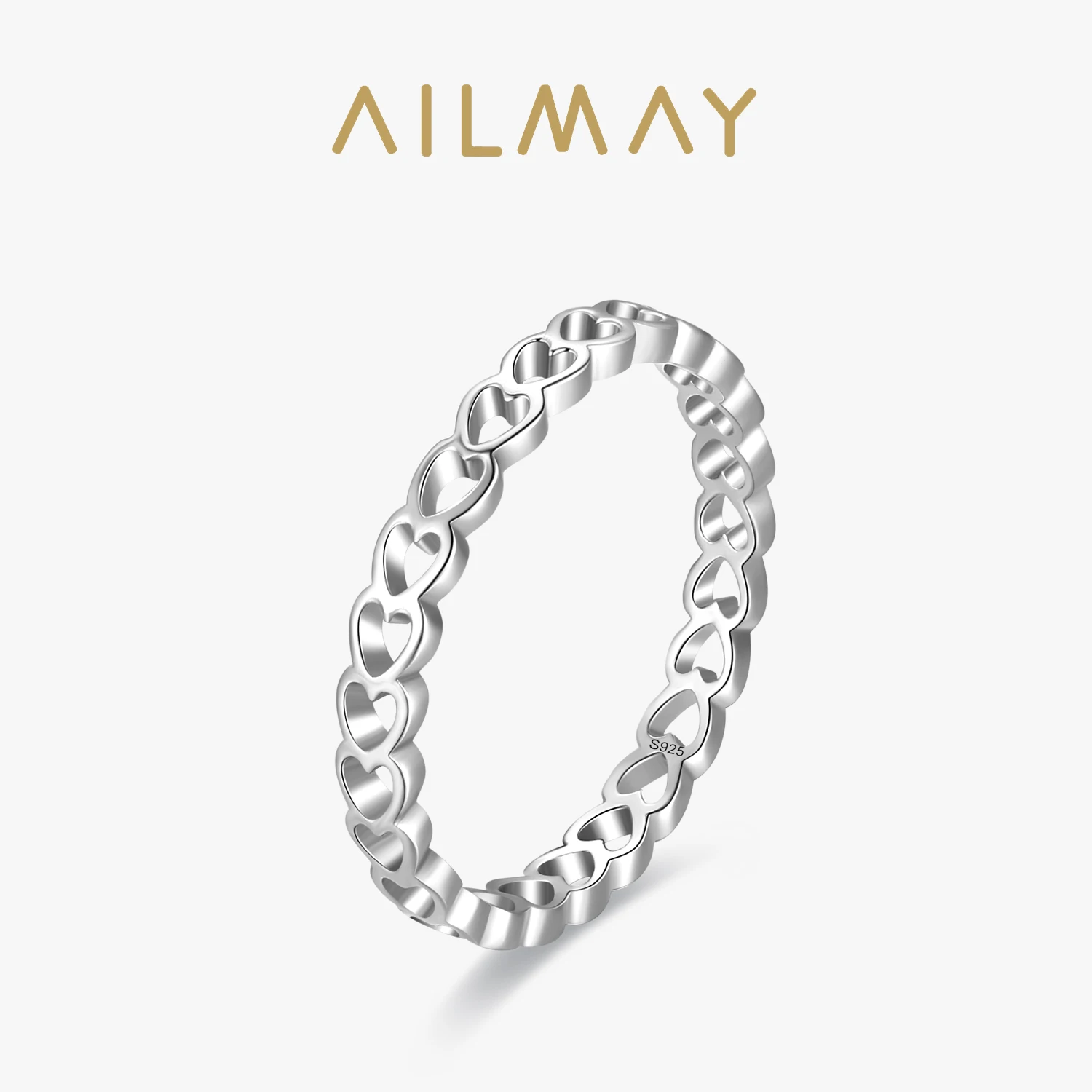 

Кольцо для женщин Ailmay Real из настоящего серебра 925 пробы, романтичное, в форме сердца, минималистичное, изысканное украшение, подарок.