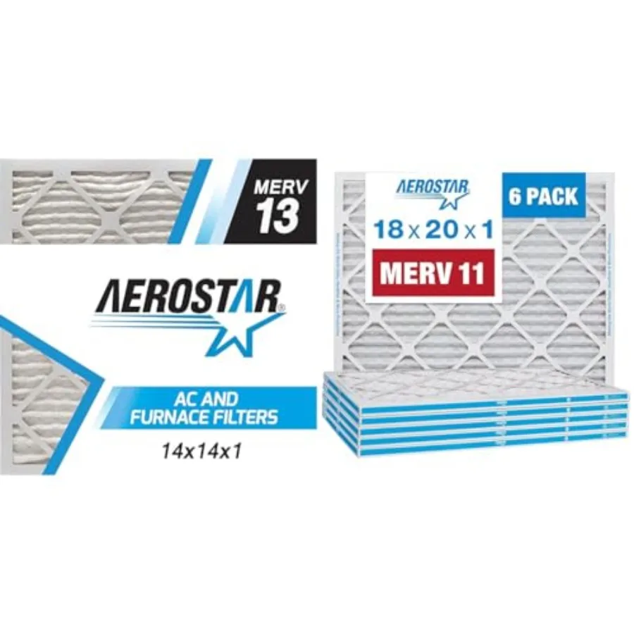 

Набор из 6 воздушных фильтров — включает 2 фильтра MERV 13 размером 13 3/4 x 13 3/4 x 3/4 дюйма и 2 фильтра MERV 11 размером 17 3/4 x 19 3/4 x 3/4 дюйма, гофрированные, для печей и кондиционеров