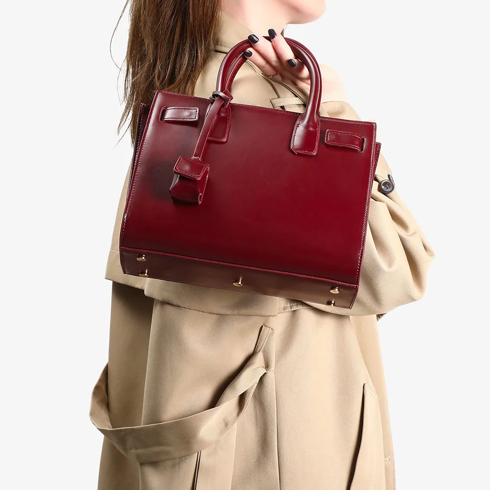 Burgundy Casual Women's Crossbody Bag Minimalist Simple Design Shoulderbag New Fashion Solid Color Handbag Portable Daily Bags