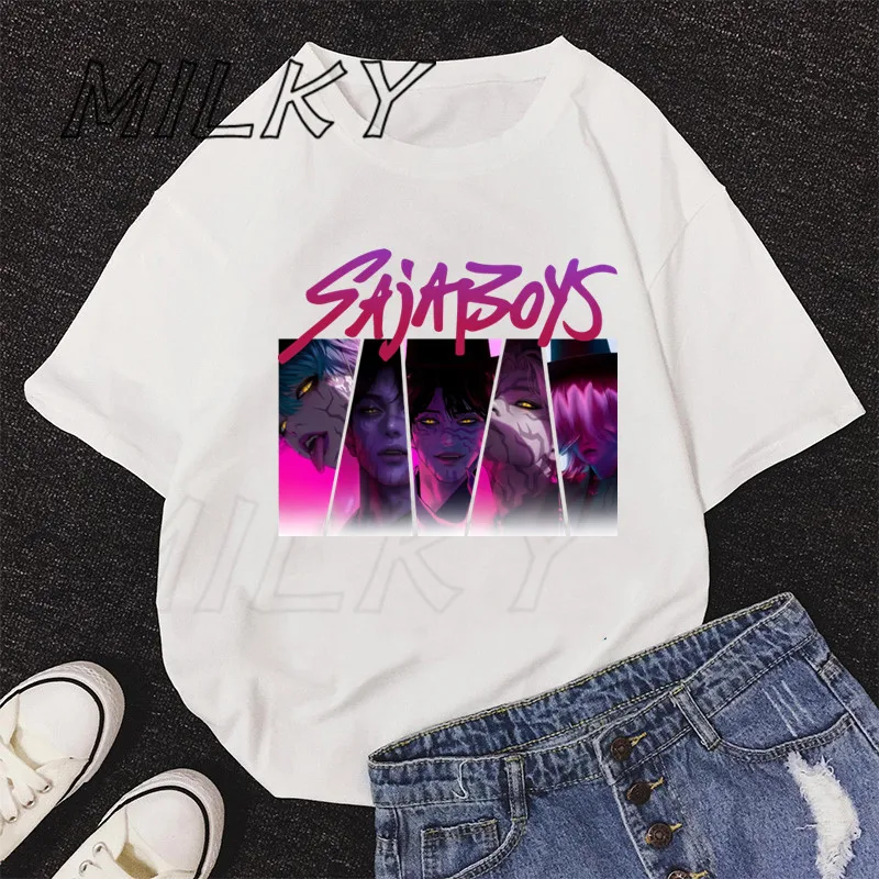 

Anime Saja Boys T Shirt Women Casual Fashion Harajuku Kpop Demon Hunter Short Sleeve Crew Neck Korean Loose Unisex T Shirt