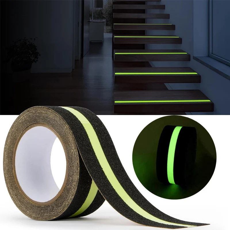 2/5M Non-slip Traction Tape With Glow in the Dark Reduce Risk of Slipping For Indoor Outdoor Stair Tread Step Waterproof Safety