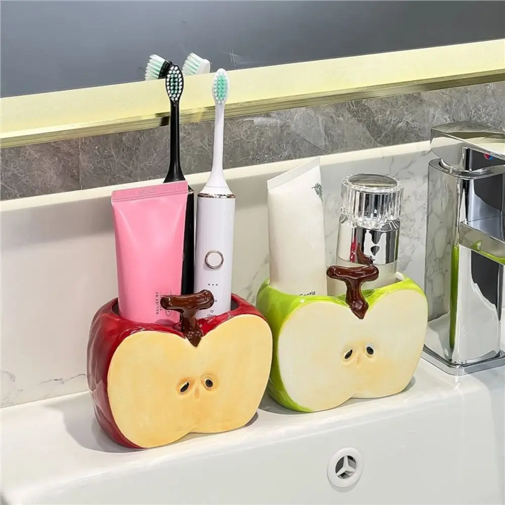 

Creative Ceramic Toothbrush Holder Half Fruit Non Slip Makeup Brush Storage Gift Waterproof Bathroom Storage Rack