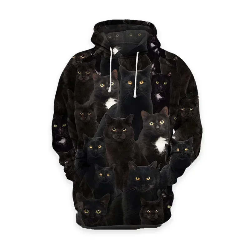 2025 Autumn/Winter Funny Cat 3D Printed Men's Hoodie Scottish Fold Pattern Hoodie Fashion Women's Pullover Street Sweatshirt 6XL