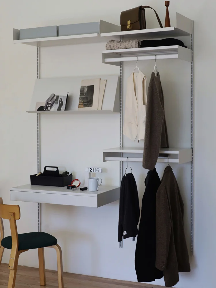 Wall-hung cloakroom open clothes rack Nordic minimalist metal rail rack storage multi-storey.