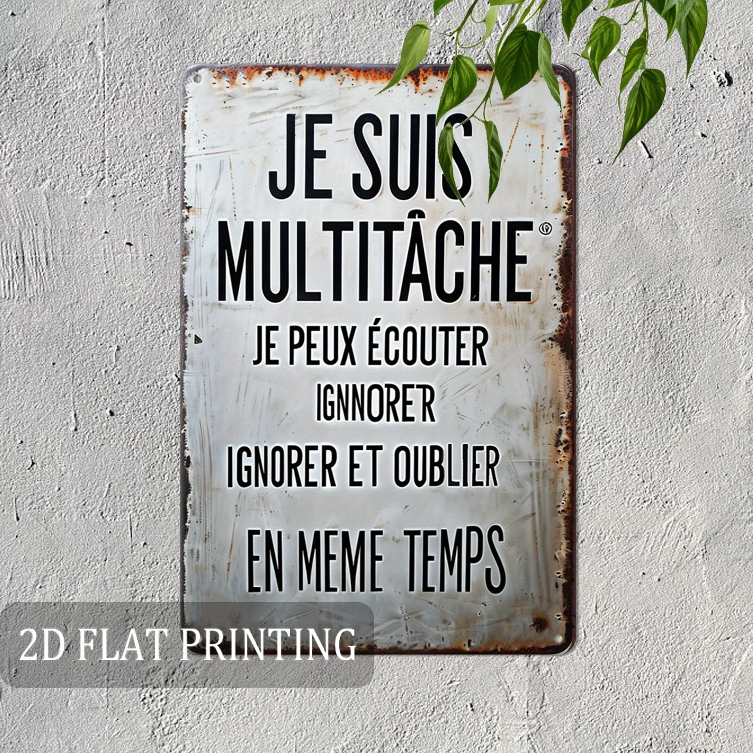 , ,  French Vintage Metal French Humor Sign, 