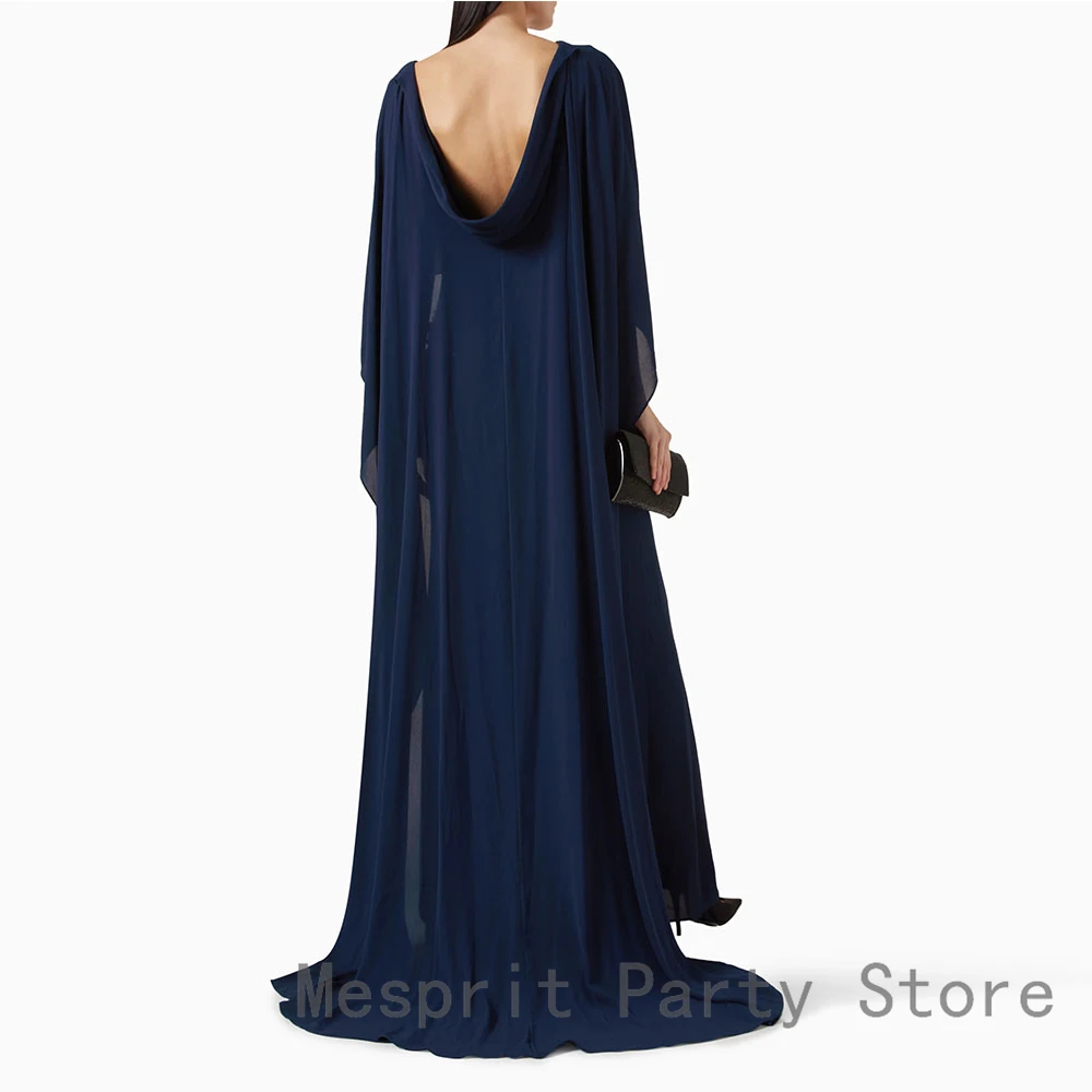 Abito da ballo a sirena con scollo a O, abito da sera con perline, abito da festa formale senza maniche, lunghezza del pavimento, abito saudita con scialle