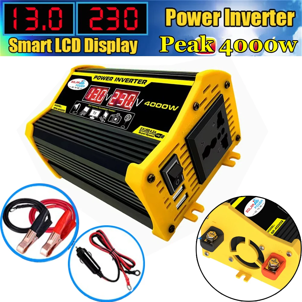 Car Power Inverters DC12 To AC 220 Volt Transformer 4000W Modified SineWave Inverter Dual USB Auto Inverters