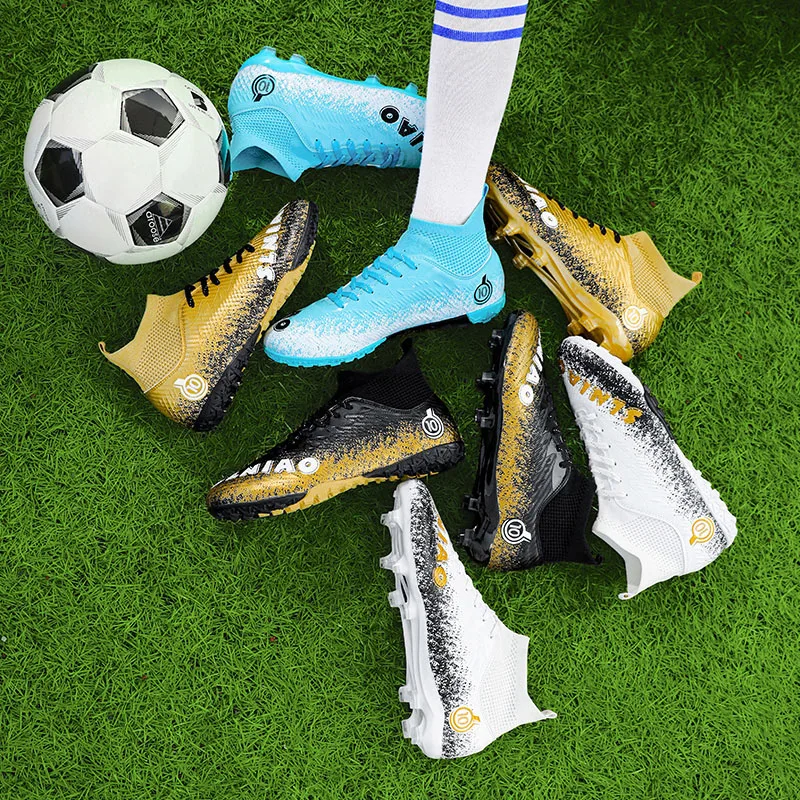 

Мужские футбольные бутсы с длинными шипами, профессиональные дышащие футбольные бутсы с высоким берцем для больших мальчиков, легкие тренировочные кроссовки