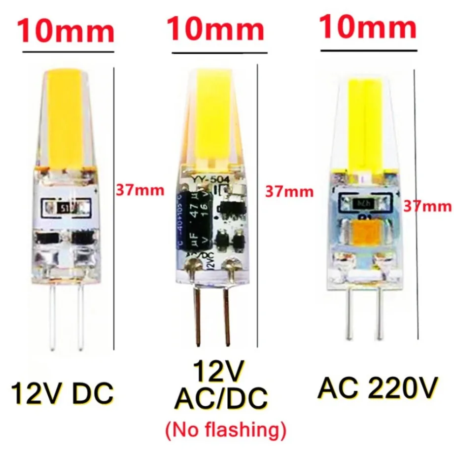 LED COB G4 6W Lamp Bulb 1505 COB Silicone Light Bulb AC/DC 12V 220V 360 Beam Angle Replace Halogen Led Lamp Chandelier Lights