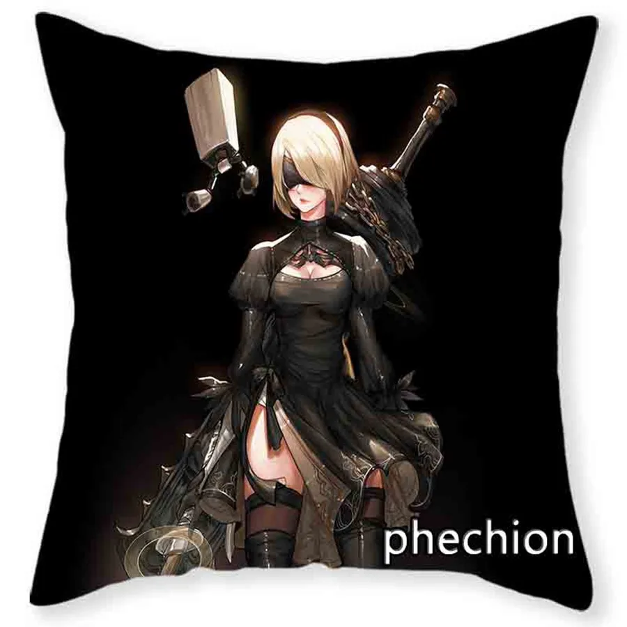 Phechion NieR Automata 3D Printed Polyester Decorative Pillowcases Pillow Cover Square Zipper Pillow Gift C82