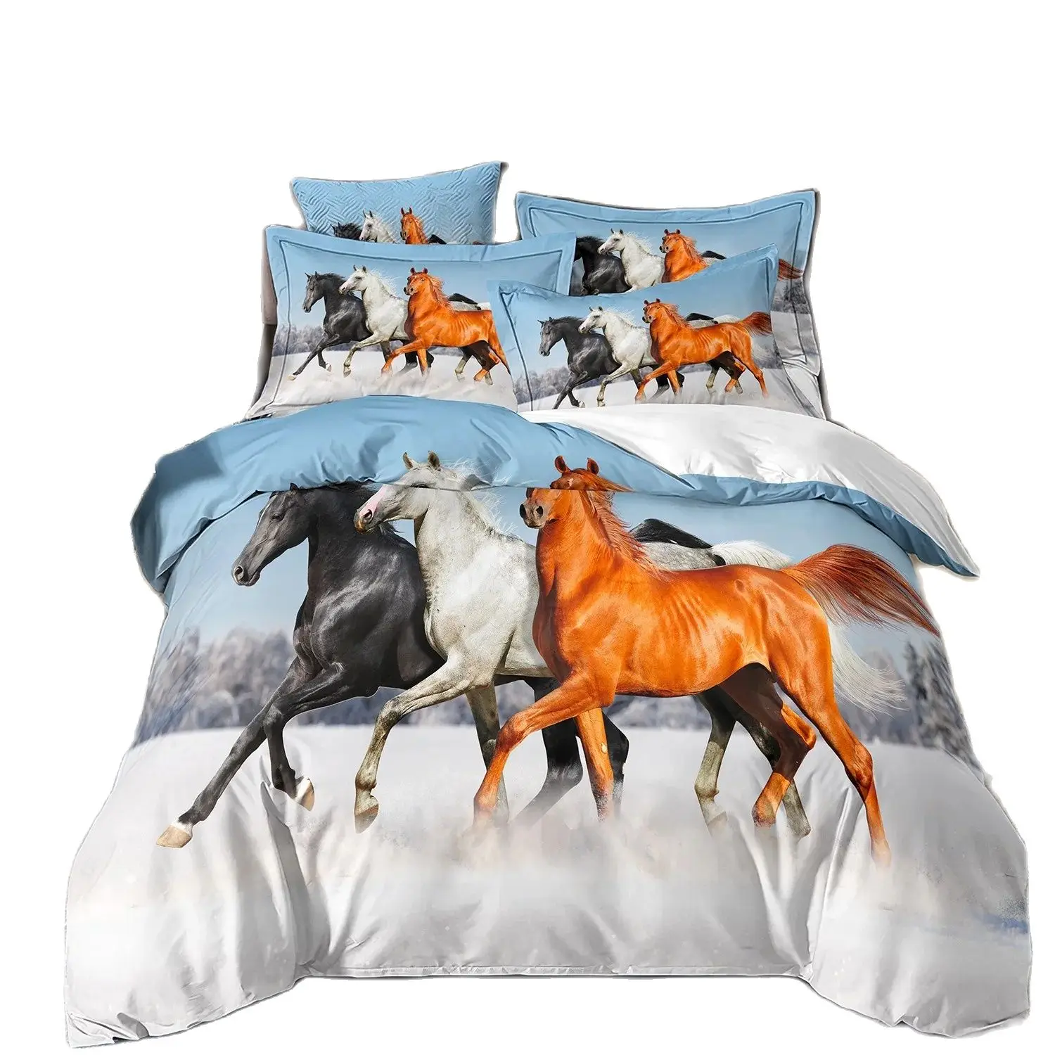 Animal Horse Bedding Set 3D Printed Horses Duvet Cover Set Domineering Galloping Horse Quilt Cover Fashion Home Textileextile