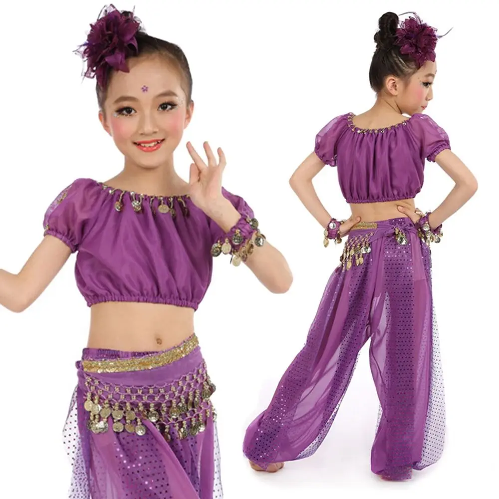 2Pcs/Set Fashion Sequins Belly Dance Costumes Professional Beautiful Dance Top Pants Elegant Cha Cha Stage Costume Show Costumes