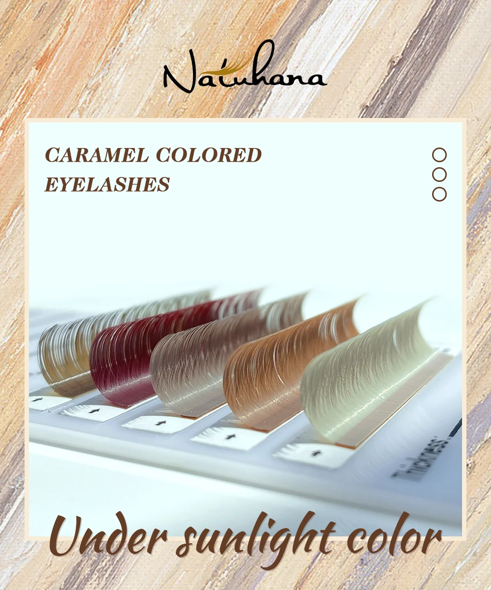 NATUHANA Farbige Wimpernverlängerung Einzelne Bunte Wimpern für Make-up Melard Farbige Wimpern Braune Farbe Künstliche Wimpern – Detail 5