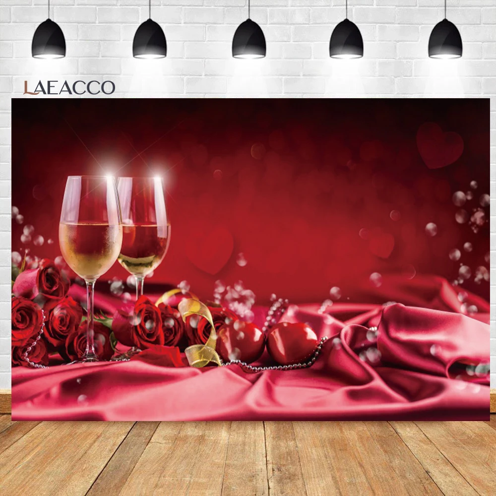 

Laeacco Romantic Wedding Anniversary Photo Background Love Hearts Champagne Couple Portrait Customized Photography Background