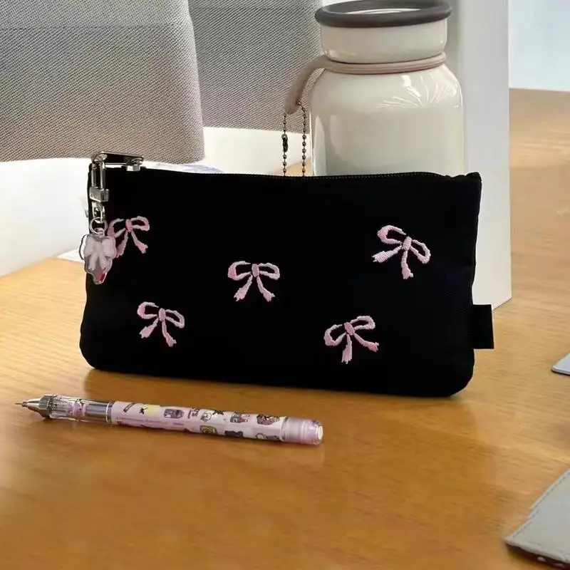 Estuche para lápices de gran capacidad, estuche para lápices con lazo y cremallera, exquisito proceso de costura, estuche para lápices para escuela secundaria