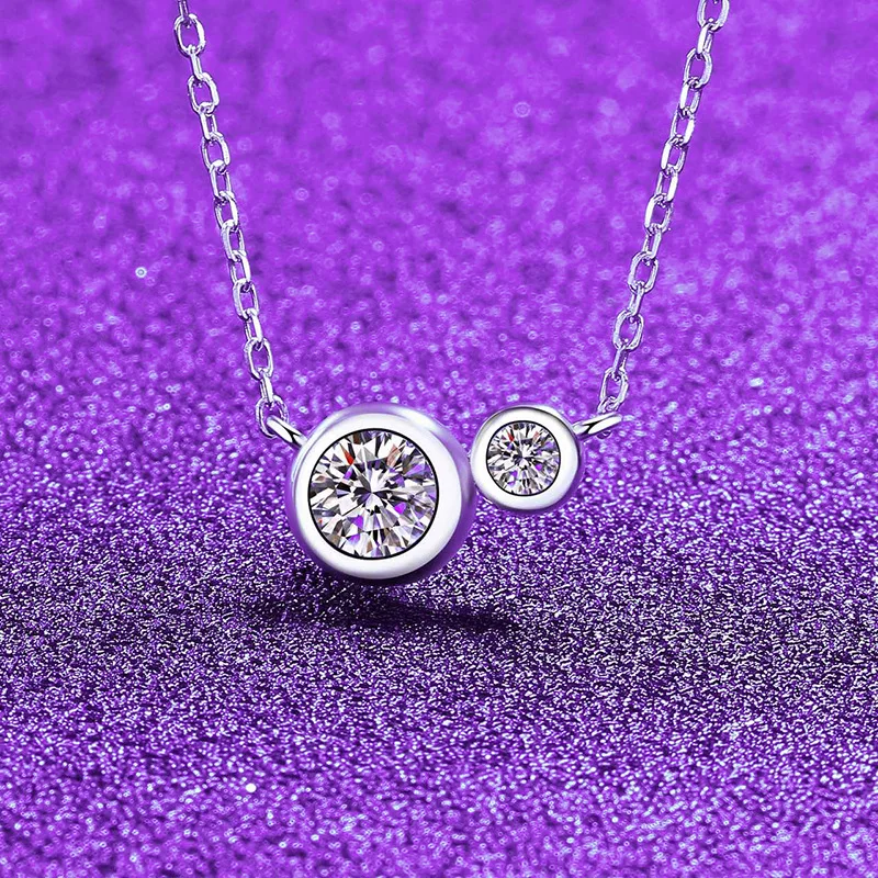 

S925 Silver White Gold Plated 0.6CT D Color Moissanite New Bubble Pendant Necklace for Women, Exquisite Jewelry.