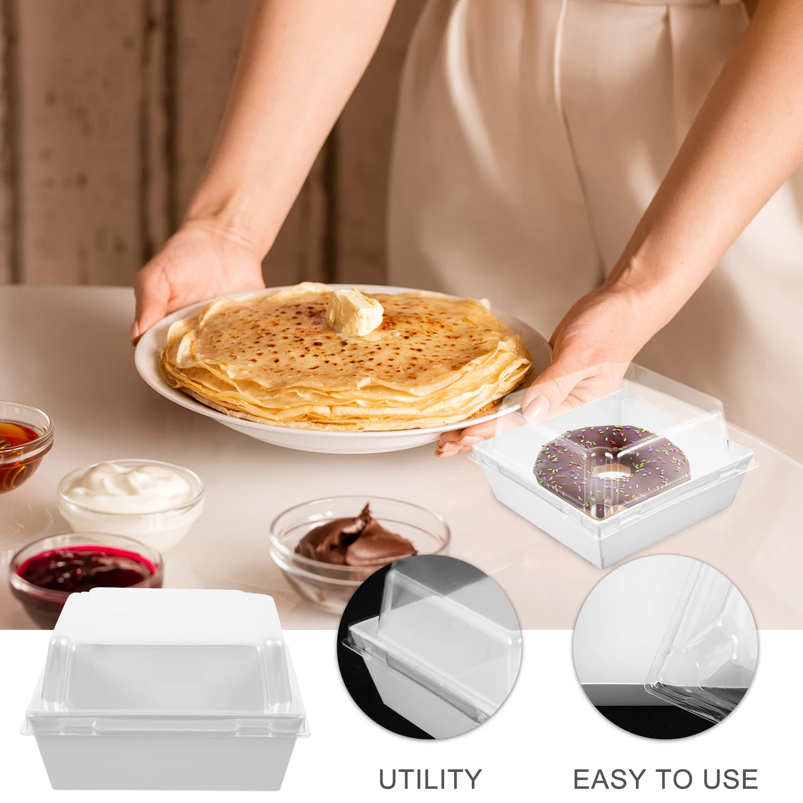 

50pcs Disposable Boxes Food Containers Small Cake Paper Bakery Packaging Pastry Storage Sandwich Mousse Boxes for Baking