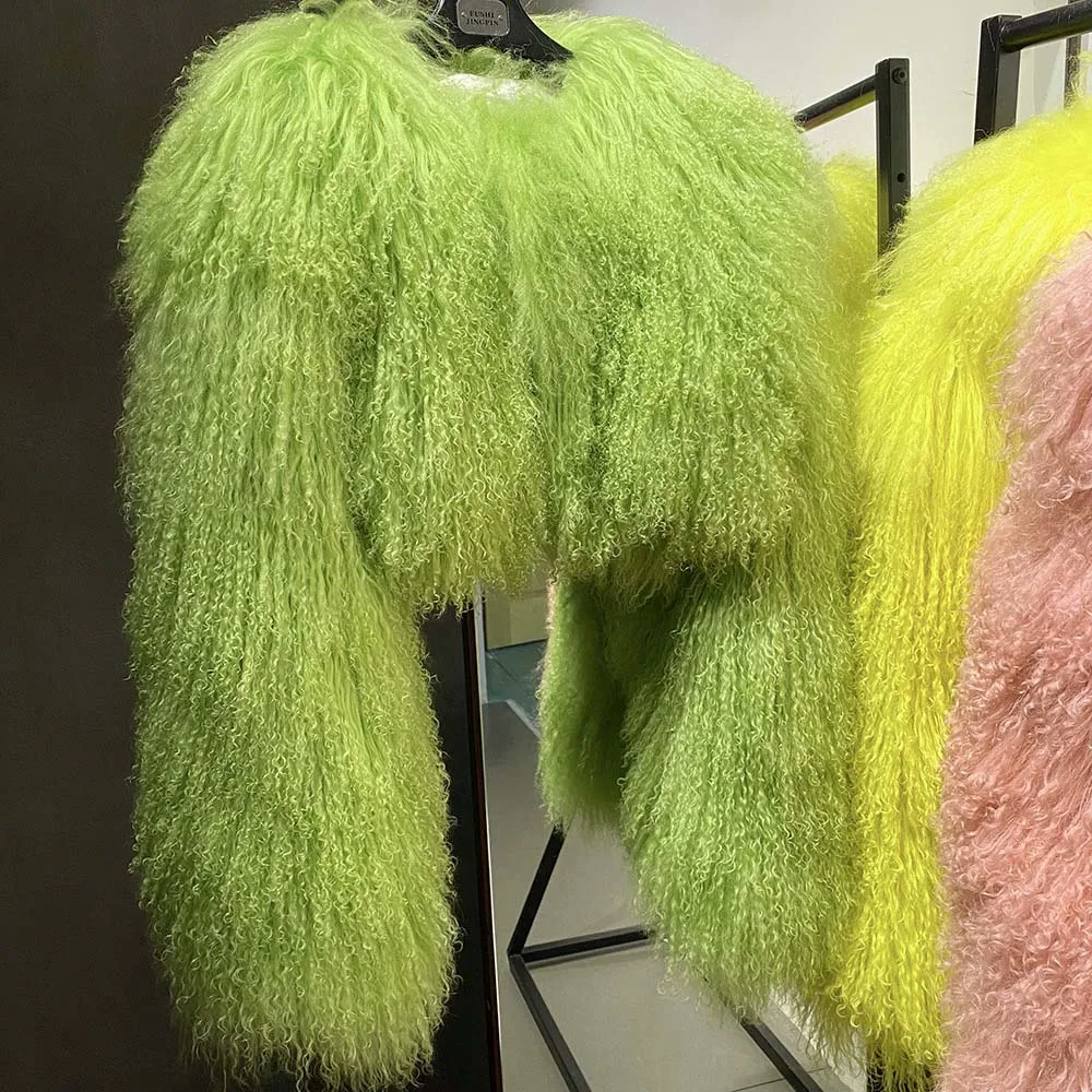 2025년 신상품 숏 양털 코트 몽골 양털 긴 소매 여성용 따뜻한 재킷