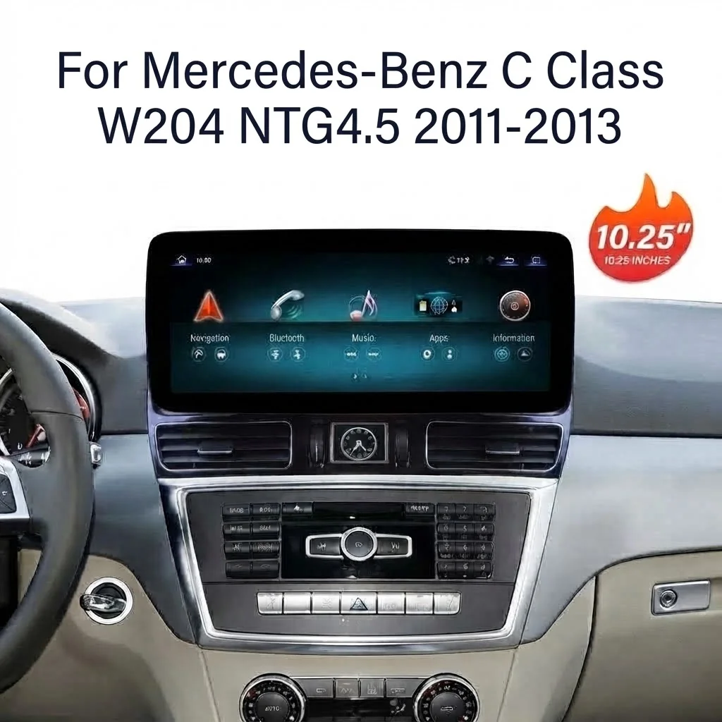 10.25 Inch Android Car Navigation for Mercedes-Benz C Class 2011-2013 W204 NTG4.5 Wireless CarPlay Auto Car Video Players